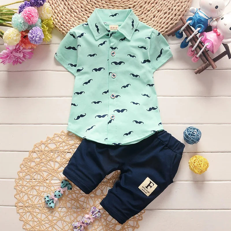 DIIMUU Summer Kids Boys Baby Tee Shirt + Pants Clothing Sets Children Infant Toddler Blouse + Shorts Garments Suit 1 2 3 4 Years