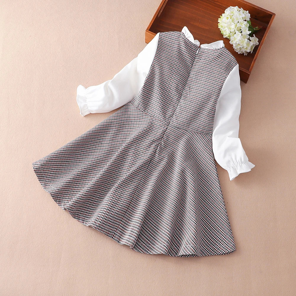 Girls Princess Dresses  Spring Autumn Casual Children Long Sleeve Plaid Clothing 4-12 Years Daily Kids Dresses