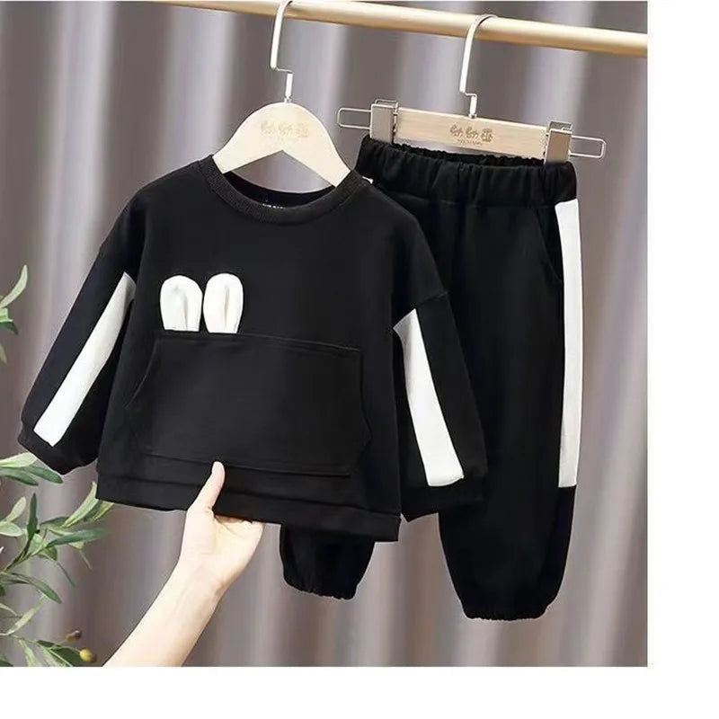 Girls Baby Clothes Set 2024 New Spring and Autumn Fashionable Children's Cute Loose Sweater Pants 2PCS Set Kids Outfits