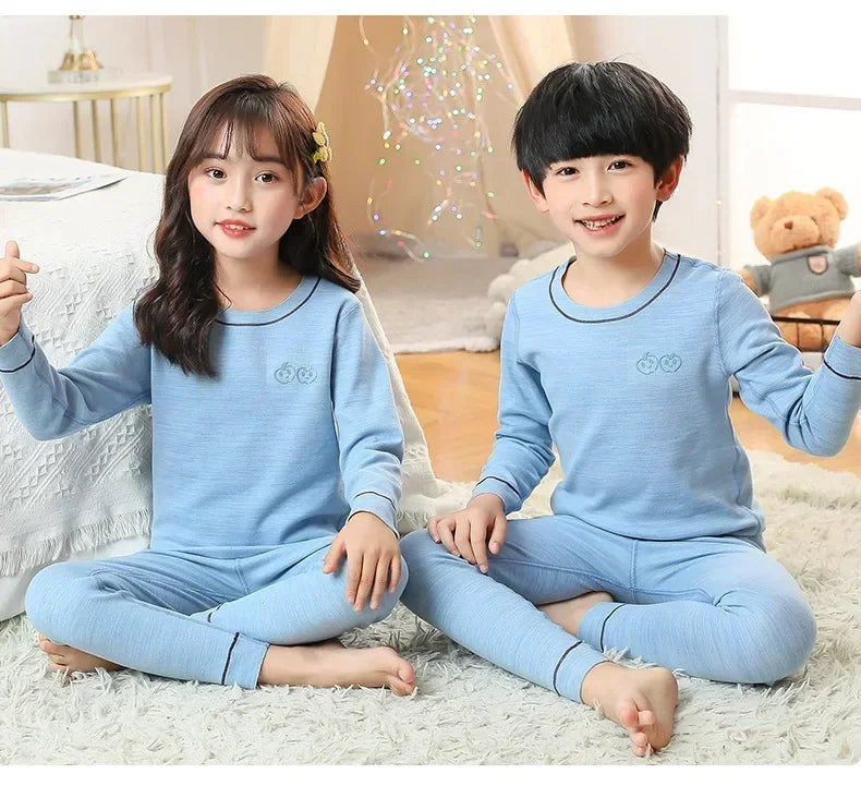 2 4 6 8 10 Yrs Boys Pajamas Baby Winter Thermal Underwear Set Sleepwear Children's Clothing Girls Pijamas Loungewear Kids Pijama