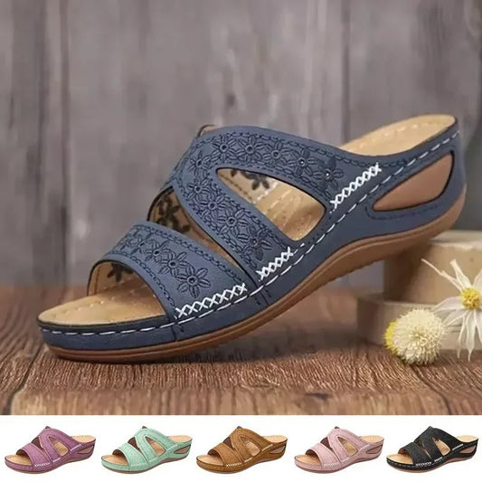 2024 ARWEN AJH  Summer Women Wedge Sandals Premium Orthopedic Open Toe Sandals Vintage Anti-slip Leather Casual Female Platform Retro Shoes