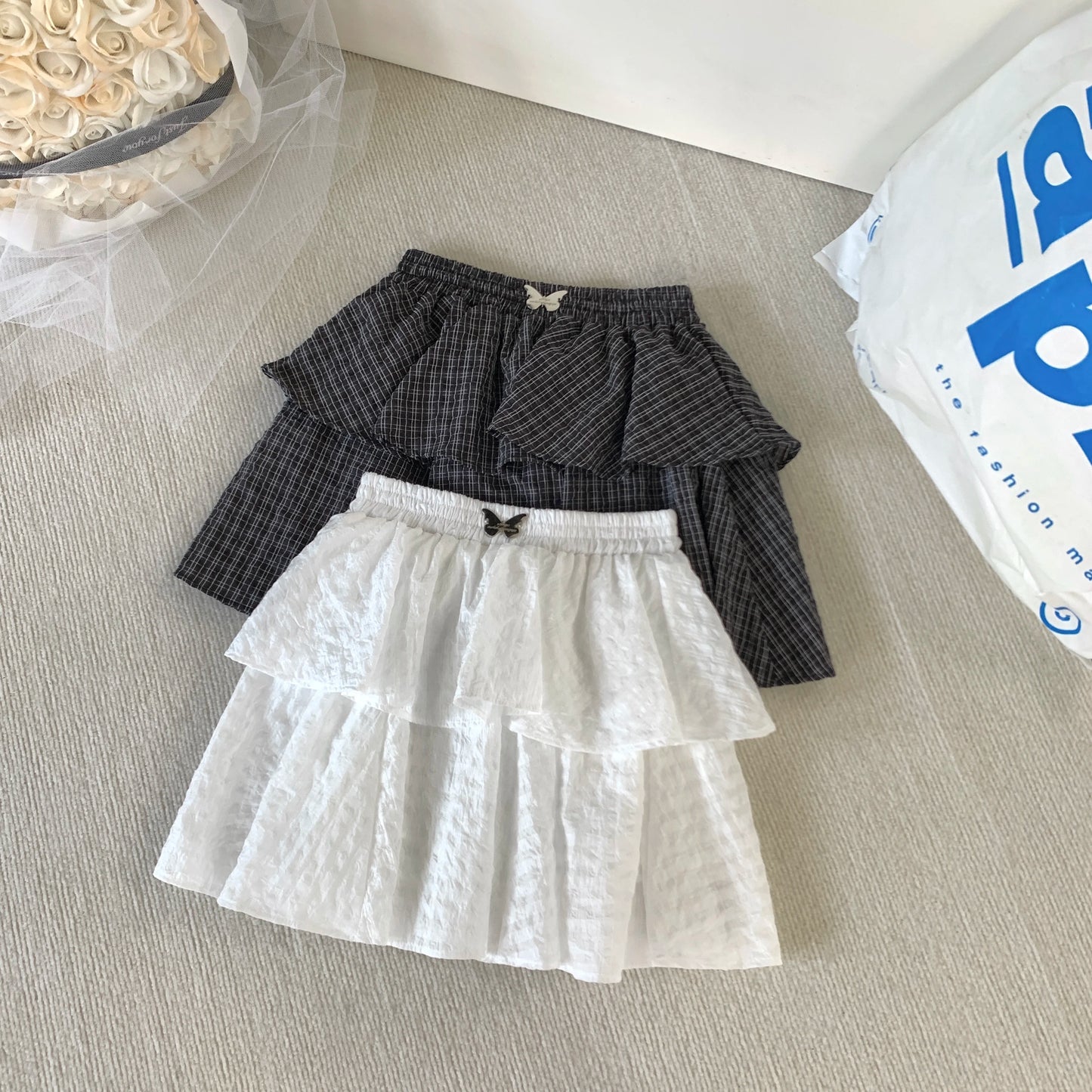 Women's White A-line Skirt Vintage Y2k Mini Skirt 90s Aesthetic Harajuku Korean Kawaii Skirts 2000s Fashion Clothes Summer 2024