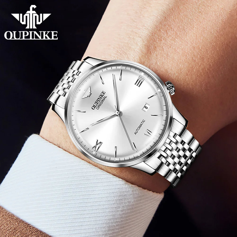 OUPINKE Fully Automatic Watch for Men Ultra Thin 7.3mm Original Import Swiss Movement High Quality Luxury Mechanical Wristwatch