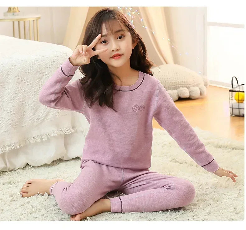 2 4 6 8 10 Yrs Boys Pajamas Baby Winter Thermal Underwear Set Sleepwear Children's Clothing Girls Pijamas Loungewear Kids Pijama