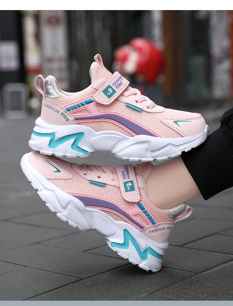 Kids Casual Pink Girls Shoe Outdoor Comfortable Running Shoes Sneakers Breathable Student's Children Boys Sport Walking Footwear