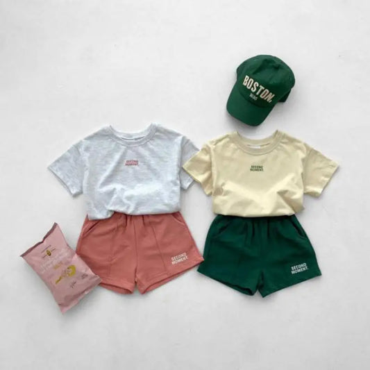 مجموعة اروين التجارية ARWEN&AJH GROUP  2024 European  2024 Summer New Baby Short Sleeve Clothes Set Infant Boy Letter Print T Shirts + Shorts 2pcs Suit Children Tee Set Baby Outfits