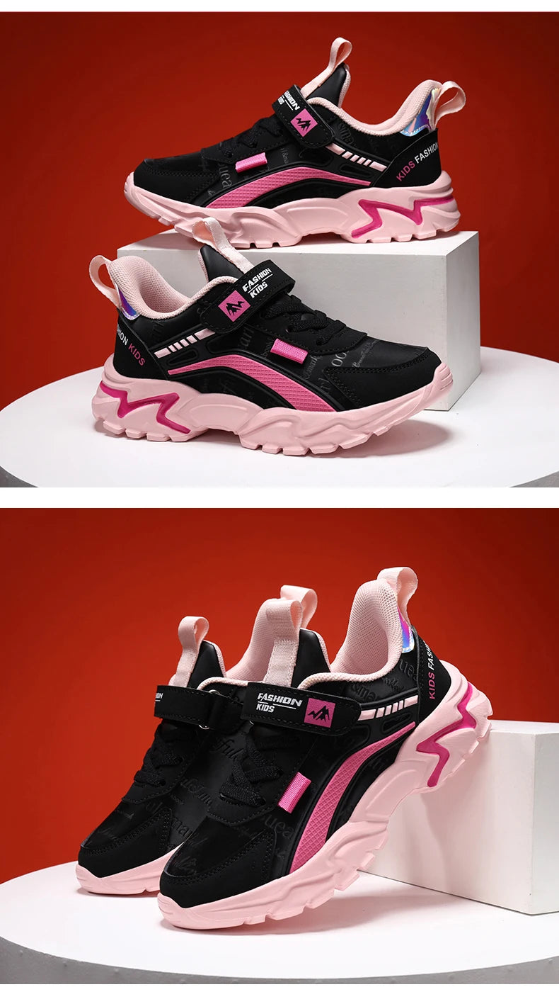 Children Sneakers Casual Shoes for Girls Pink Comfortable Leather Running Sports Kids Girl Flat Breathable Shoes