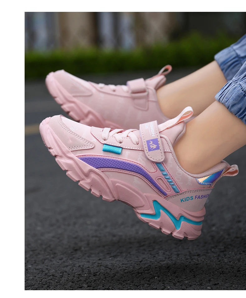 Children Sneakers Casual Shoes for Girls Pink Comfortable Leather Running Sports Kids Girl Flat Breathable Shoes