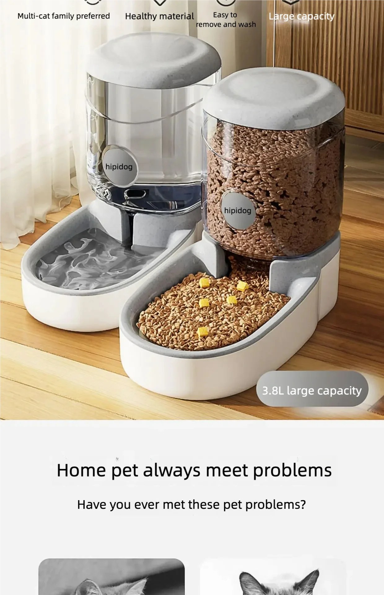 Automatic Cat Feeder High Capacity Pet Food Bowl Gravity Water Dispenser mascotas Pet Bowl for Dogs Cats 4L cat Accessories