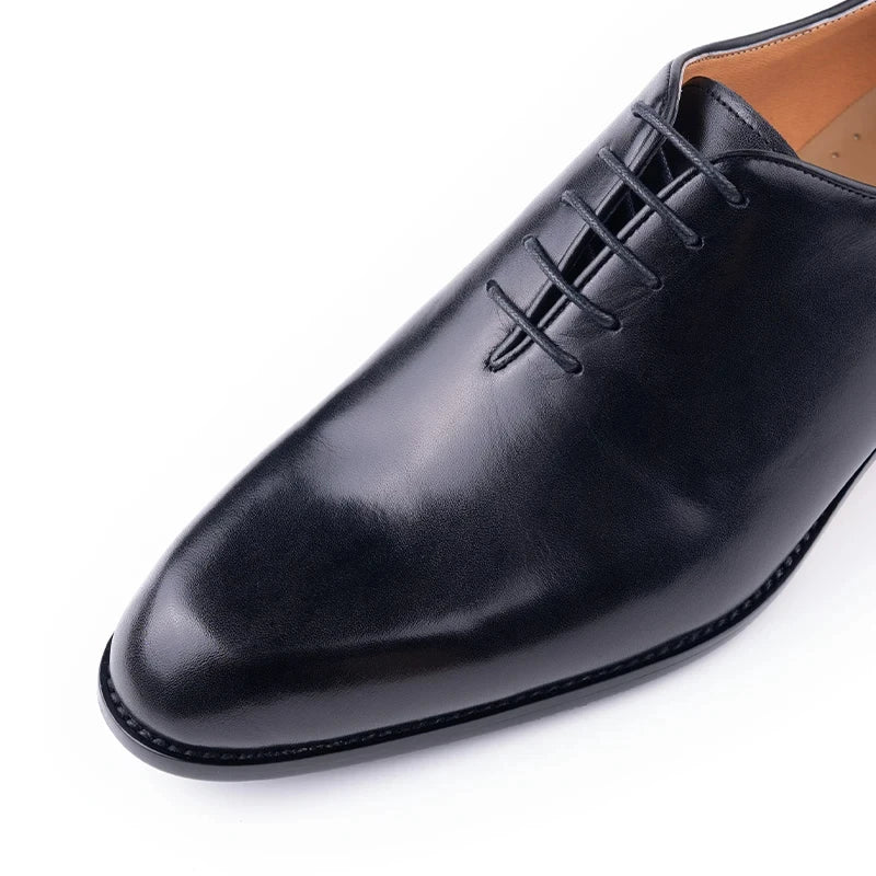 Handmade Classic Men's Pure Leather Shoes Solid Color Oxford Casual Business Office Dress Shoe For Gentleman Lace Up Comfortable