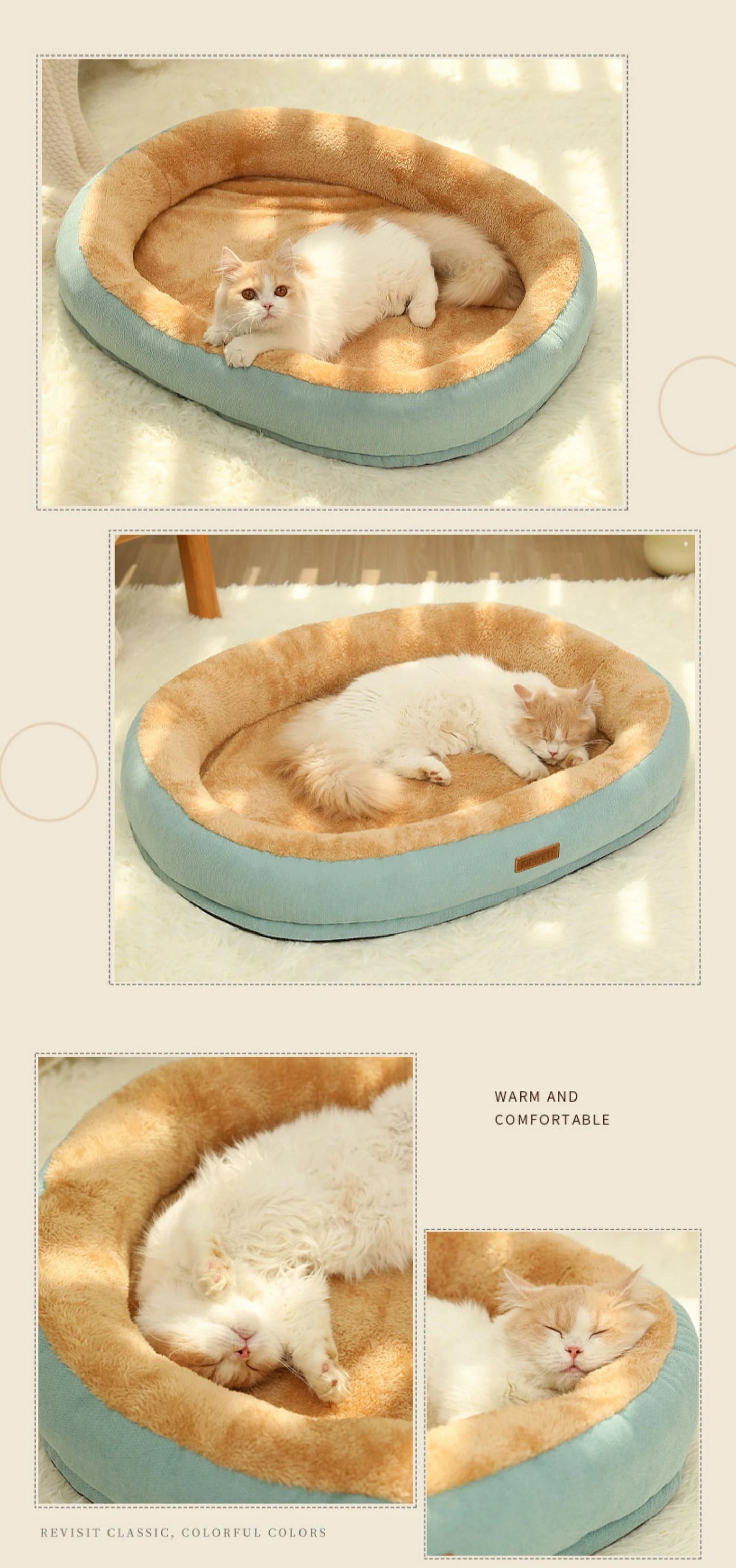 Kimpets Cat Bed Dog Pet Bed Kennel Non-Slip Winter Warm Small Dog Kennel Sleeping Removed Washed Soft Puppy Cushion Cat Supplies