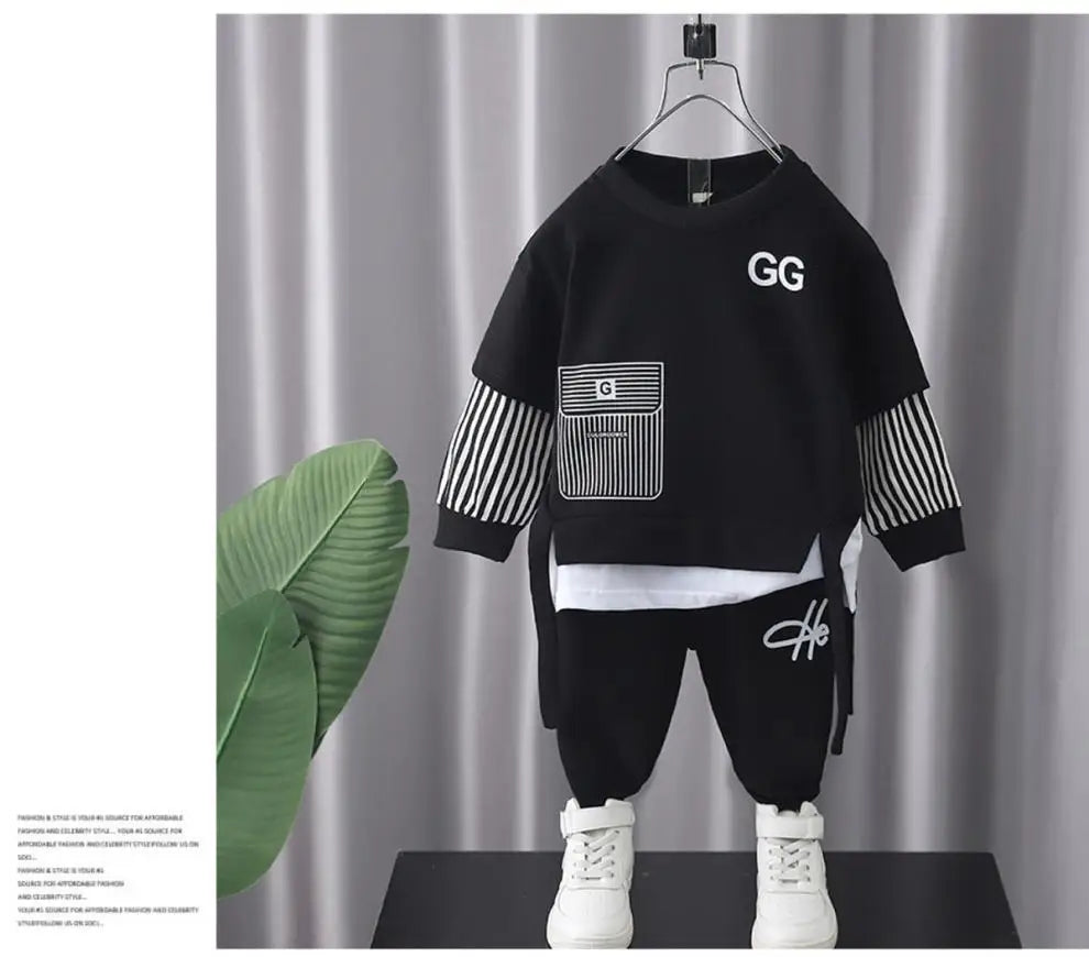 Autumn Baby Boy Clothes Children Stripe Sweater Pullover Top and Pant 2 Pieces Set Kid Girl O Neck Outfit Long Sleeve Tracksuit