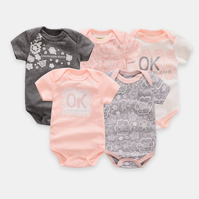 Ircomll 5PCS/lot Baby Boy Girl Clothes Newborn Infant Short Sleeve Cotton Bodysuits for Babies Baby Girl Set Baby Costume