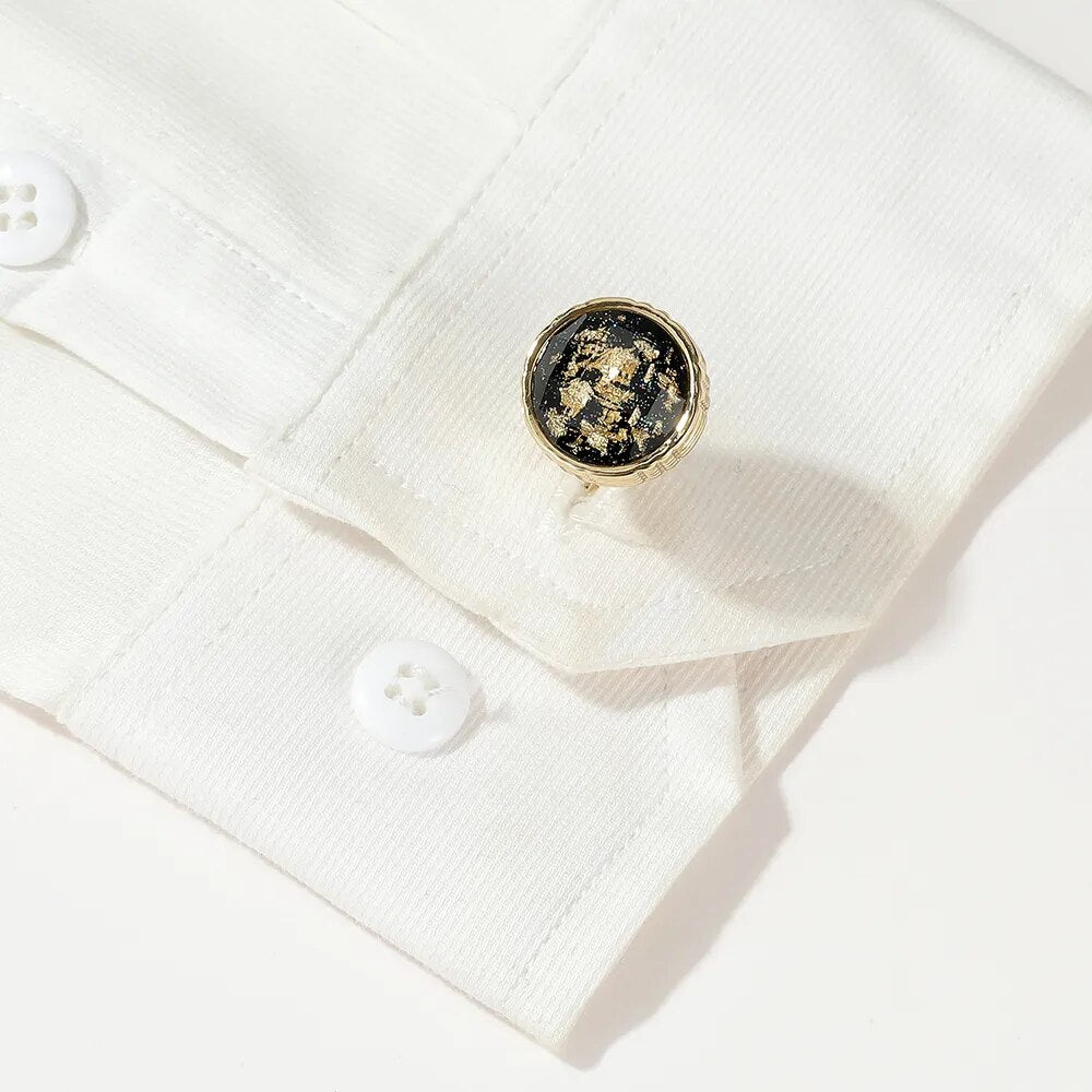 Cufflinks Gold Color   Personalized Round Tuxedo Formal Shirt Cuff Links Button for Men Wedding Gifts Jewelry