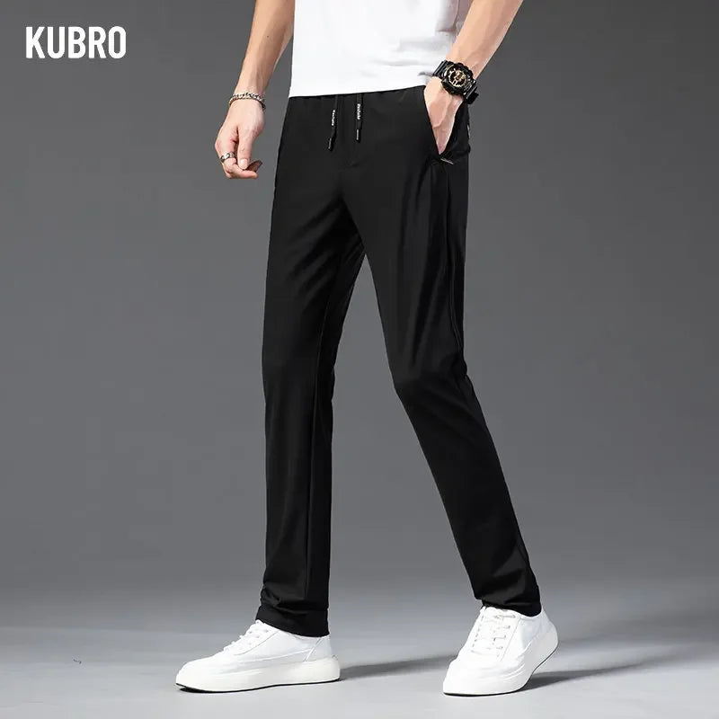 KUBRO 2024 Outdoor Quick Drying Pants Men's Summer Thin Section Elastic Sports Leisure Ice Silk Mountaineering Long  Full Length