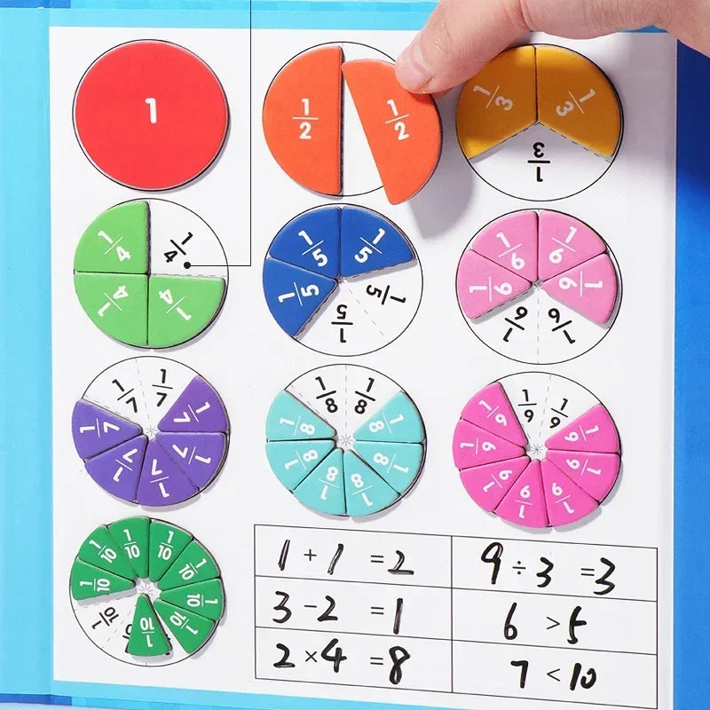 Magnetic Fraction Learning Math Toys, Math Mastery Montessori Magnetic Fraction Puzzles, Children Arithmetic Learning Teaching