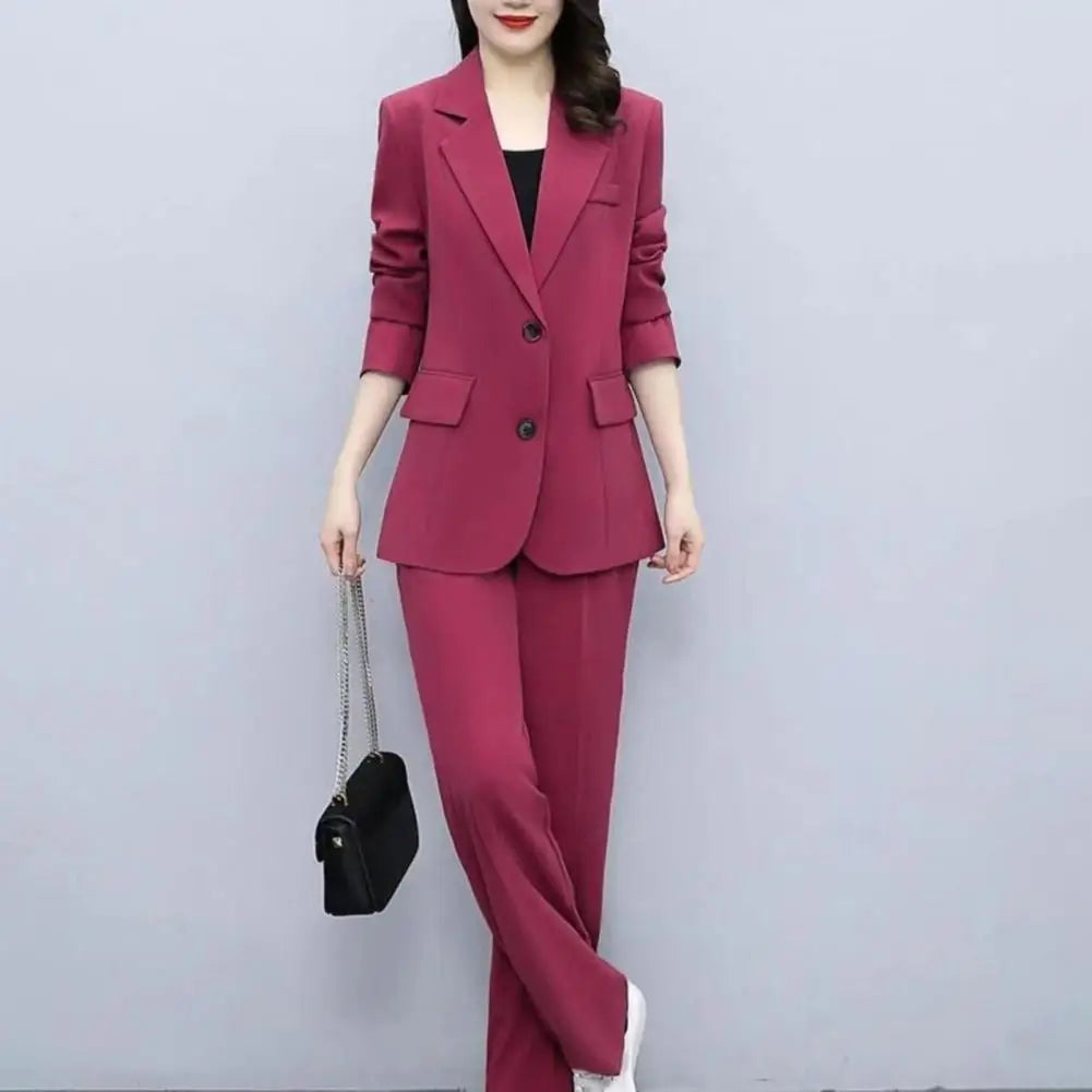 2024 Women Thin Jacket Blazer Casual Pants Formal Two-piece Set Office Lady Business Cardigan Coat Pants Suit Commute Clothes