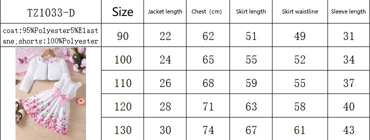 2024 Girls Spring/Summer New Product Two Piece Sweet Flower Dress+Cardigan Small Coat For Children And Girls 2-6 Years Old