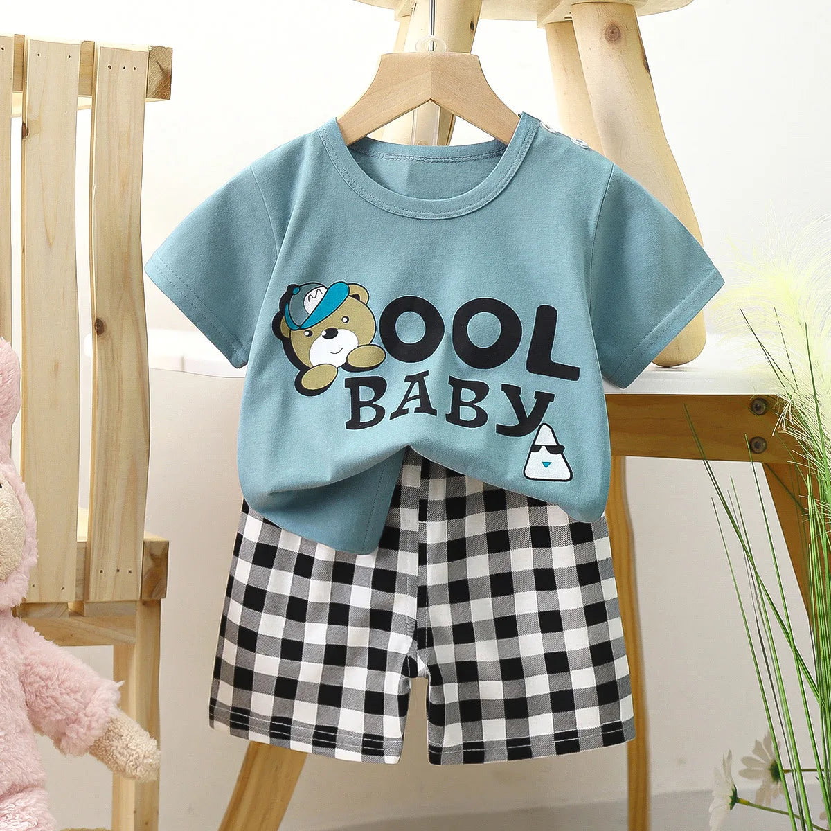 2PCS Children Clothing Suit summer cartoon Children's Sets Cotton T-Shirts Shorts Boys Girls Short sleeve Kids Clothes