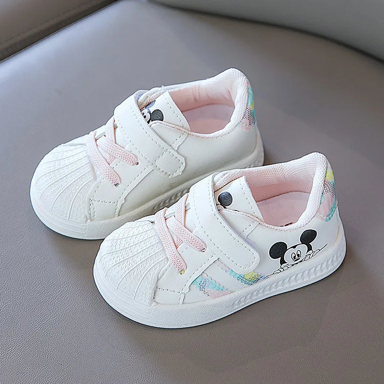 Disney White Casual Shoes For Baby Boy Girl Brand Children Sneaker Mickey Mouse Kids Sports Shoes Toddler Walking Shoes Size 25