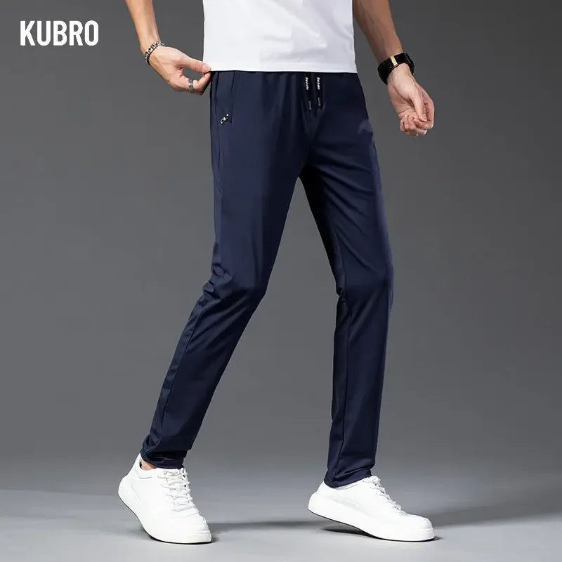 KUBRO 2024 Outdoor Quick Drying Pants Men's Summer Thin Section Elastic Sports Leisure Ice Silk Mountaineering Long  Full Length