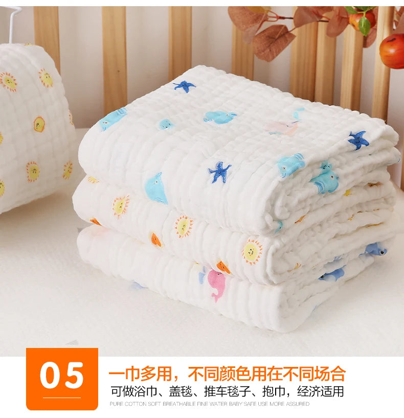 Cotton Baby Bath Towel Boys Girls Towel Blanket For Newborn Baby Bathrobe 6 Layers Gauze Washcloth Infant Swaddle