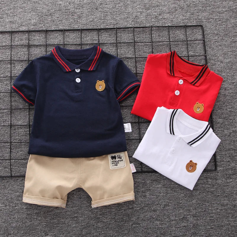 Baby Boy Clothes Summer Children Clothing Polo Shirt Sets Boys Short Toddler Sleeve T-shirt Kids Sports Suit 2pcs Cotton 1-5y