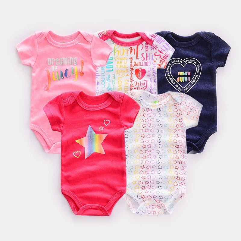 Ircomll 5PCS/lot Baby Boy Girl Clothes Newborn Infant Short Sleeve Cotton Bodysuits for Babies Baby Girl Set Baby Costume