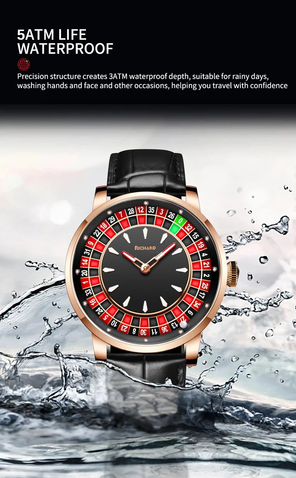 Richard Jacob & Co NH35 Betting Market Mens Mechanical Watches Sapphire Glass Watch Men Top Brands Luxury Wheel Turning  Watches