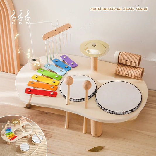 Portable Multi-functional Early Education Drum Toy Music Table For Children Hand-eye Coordination Piano Music Table Toy