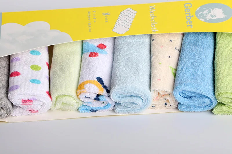 8Pcs/pack Baby Infant Newborn Bath Towel Washcloth Bathing Feeding Wipe Cloth Soft  Shower Products 21*21cm