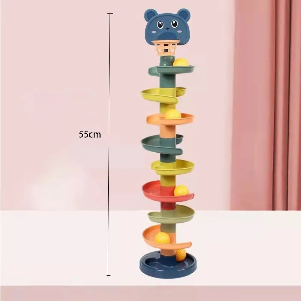 Children Baby Development Sensory Toy Montessori Early Educational Games Stacking Track Baby Toy Rolling Ball Tower