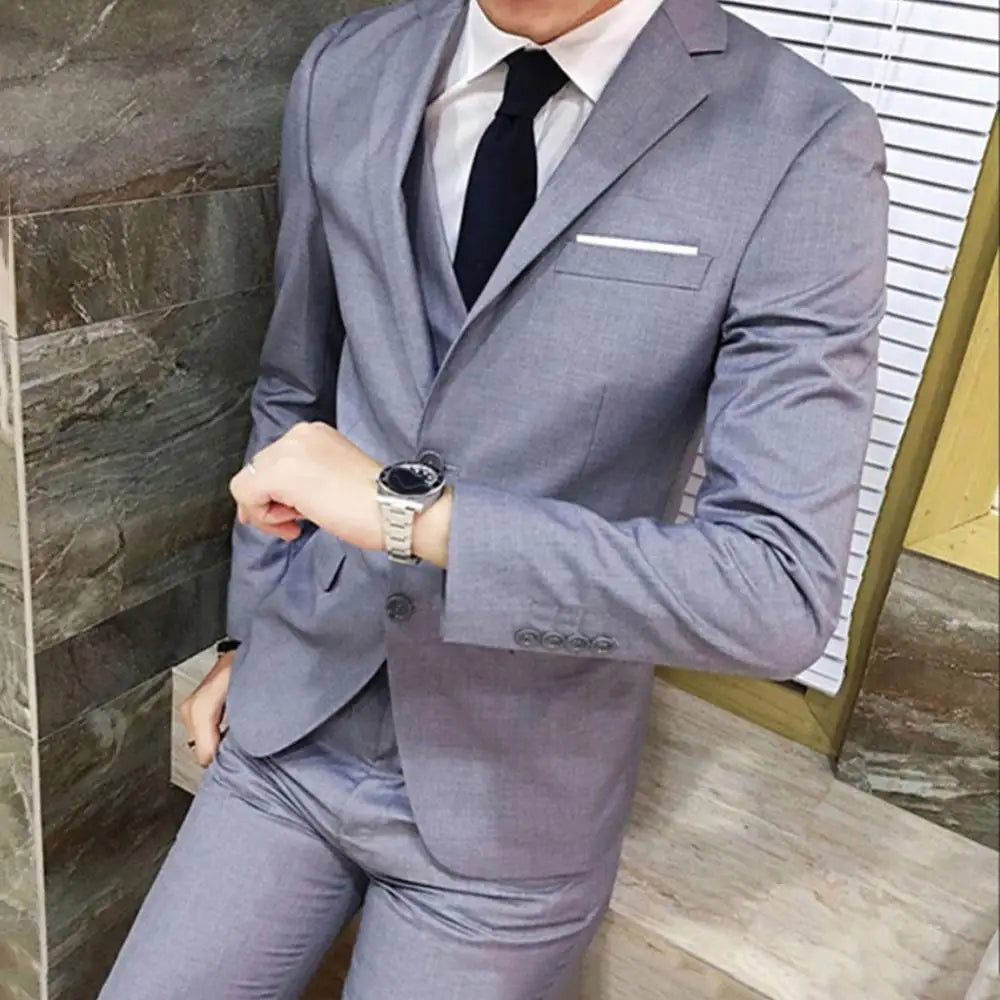 3 Pieces Wedding Business Men Formal Suit Men Vest Blazer Pants Set Wedding Suits For Men Elegant Blazers Set Vest Pants Coat