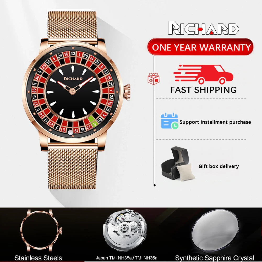 Richard Sapphire Glass NH35 Jacob & Co Betting Market Mens Mechanical Watches Watch Men Top Brands Luxury Wheel Turning  Watches