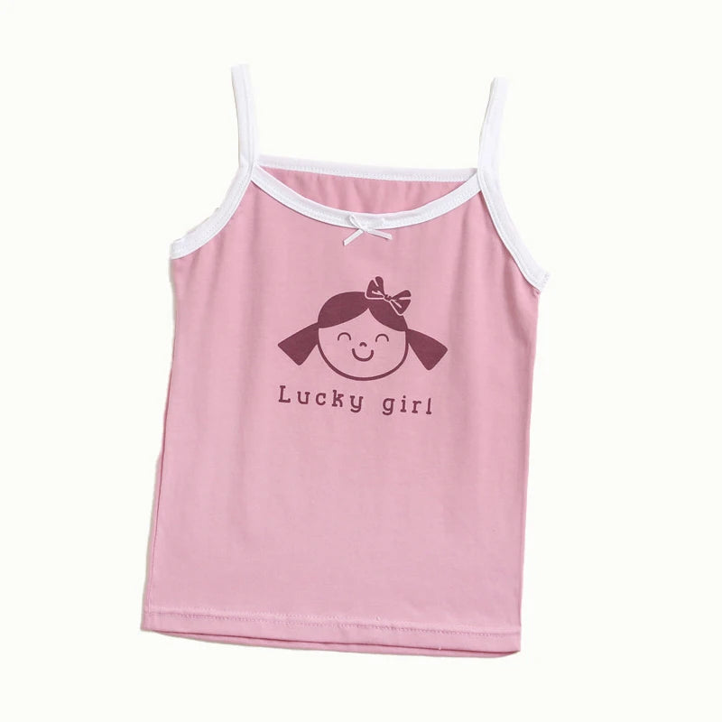 2024 Summer Girls tank top Children's Wear Pure Cotton Crewneck Vest Strappy Tops Briefs Boxer Shorts Kid 3-8 Years Old