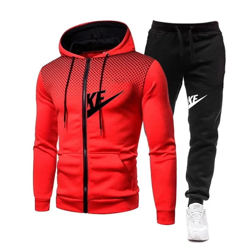 2024 New Autumn Winter Men's Sets Zipper Hoodie+Pants Pieces Casual Tracksuit Male Warm Sportswear Sweat Suit