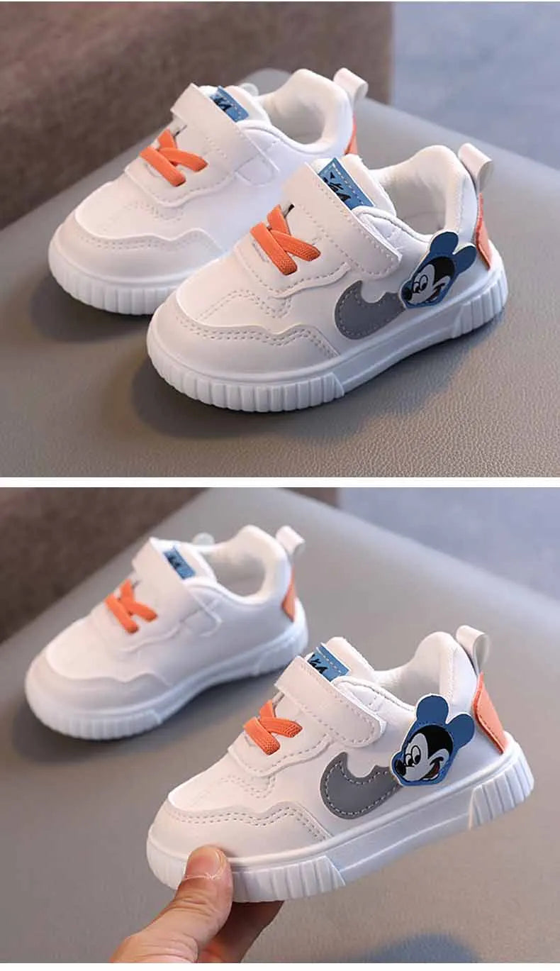 Disney Mickey Mouse Baby Trend Casual Shoes Girls Little White Shoes 0-2 Years Baby Boys Fashion Chic Soft Sole Walking Shoes