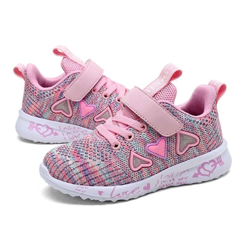 ARWEN AJH 2024Girls Casual Shoes Light Mesh Sneakers Kids Summer Children Autumn Tenis Cute Sport Cartoon Female Running Sock Footwear