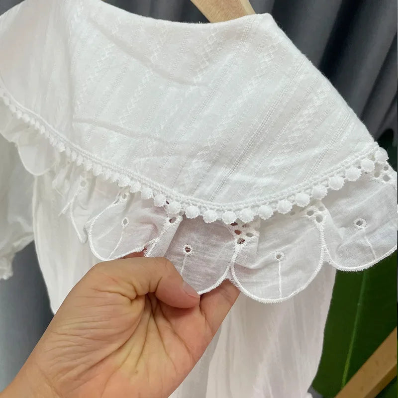 Children's Blouses  Shirts School For Girls White Tops Long Sleeve Lace Shirts Kids Shirt Baby Toddler Teen Children Clothes