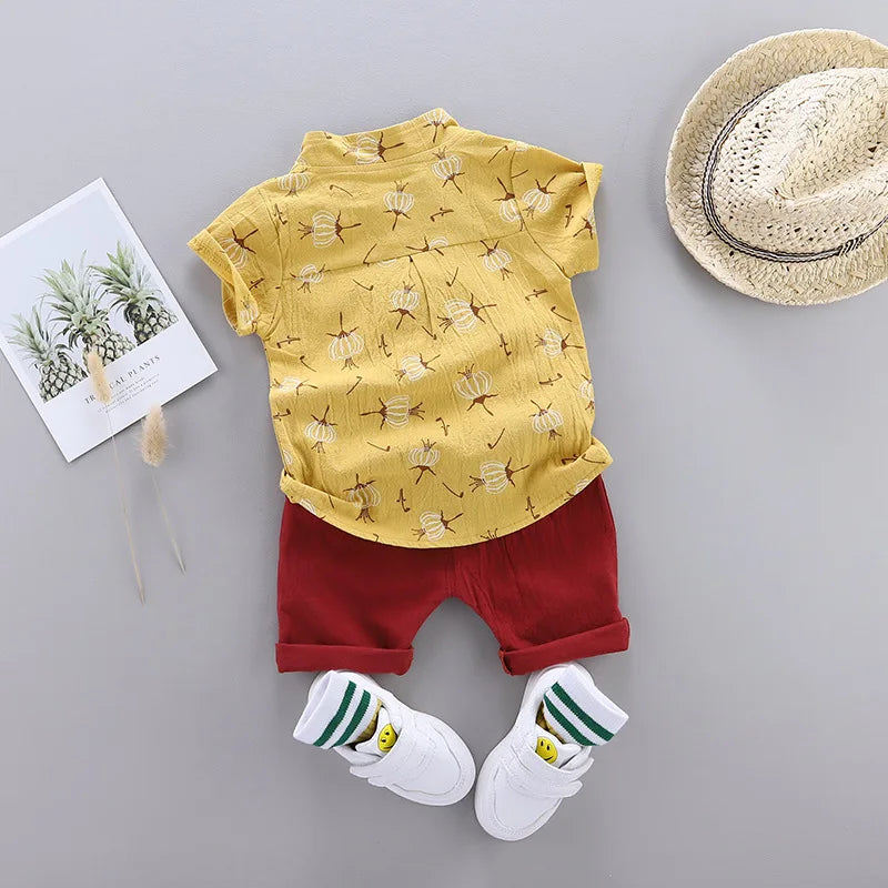 Summer Cotton Baby Boys Clothes suits Fashion Children's girls Shirt with Shorts 2-Piece Sets