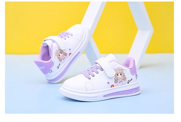 Children's Little White Shoes Girls' Sweet Cute Princess Shoes Spring and Autumn Casual Sneakers Waterproof Student Board Shoes