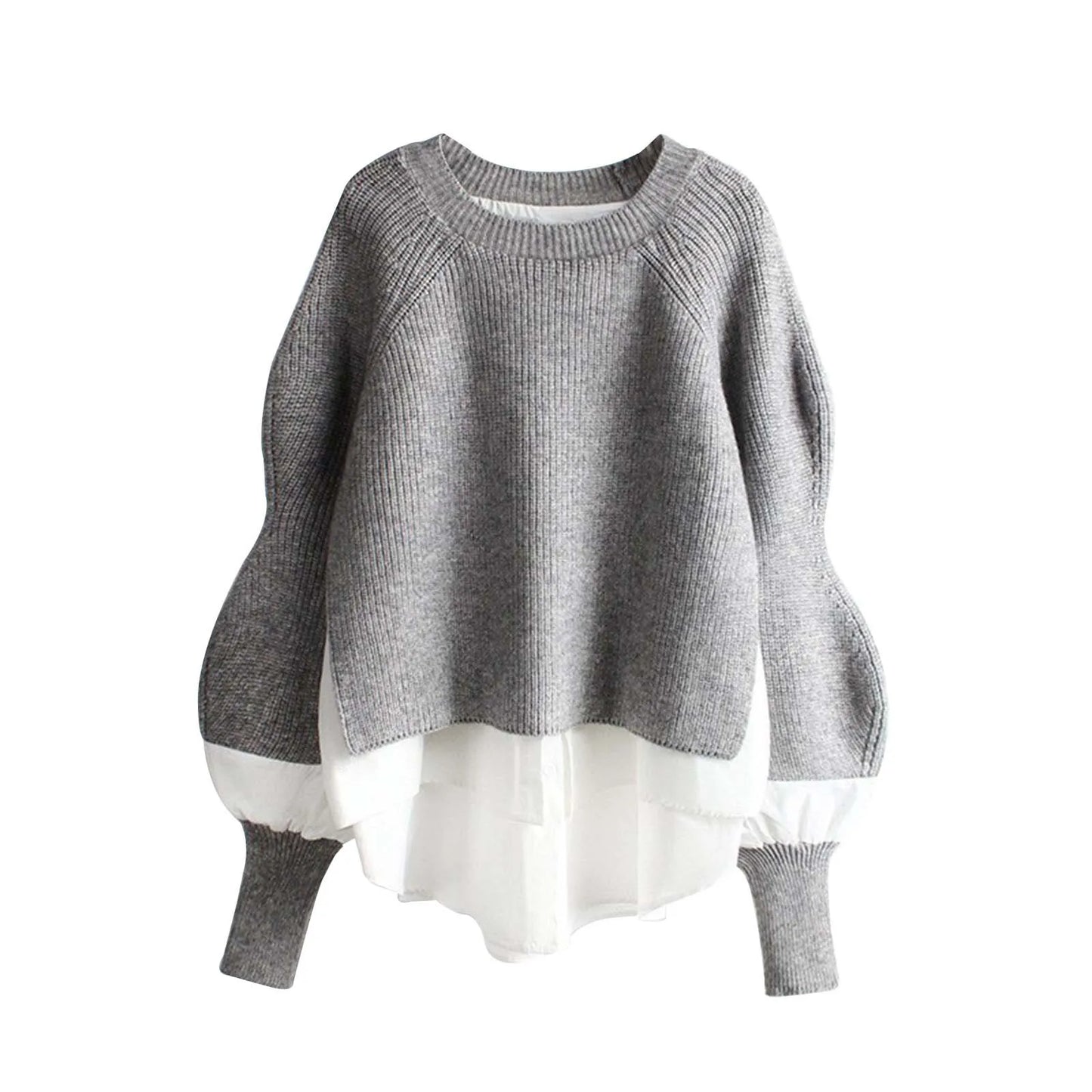 Fashion Solid Color Women's Sweater 2024 Loose O-Neck Pullovers Autumn Winter Lantern Sleeve Knitwears Female Tops Jumpers