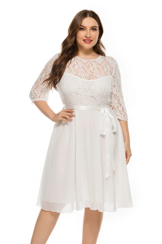 Plus Size Fashional Lace Chiffon Party Evening Formal Dresses For Women