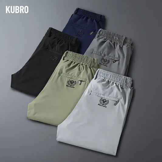 KUBRO 2024 Outdoor Quick Drying Pants Men's Summer Thin Section Elastic Sports Leisure Ice Silk Mountaineering Long  Full Length