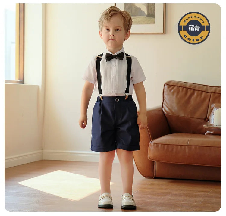 Boys Suit For Wedding Baby Kids Formal Ceremony Tuxedo Dress Children Birthday Photograph Set Evening Party Performance Costume