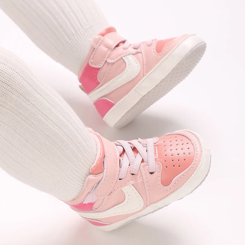 Spring and Autumn Sweet Pink Theme Girl Baby Casual Sports Shoes Soft Sole Comfortable Baby Walking Shoes 0-18M