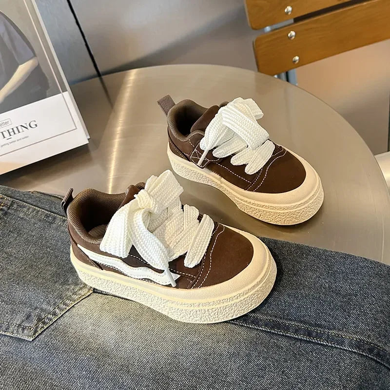 2024 New Boys Girls Canvas Shoes Autumn Children's School Performance Shoes Babys Children Biscuit Bottom Breathable Kids Shoes