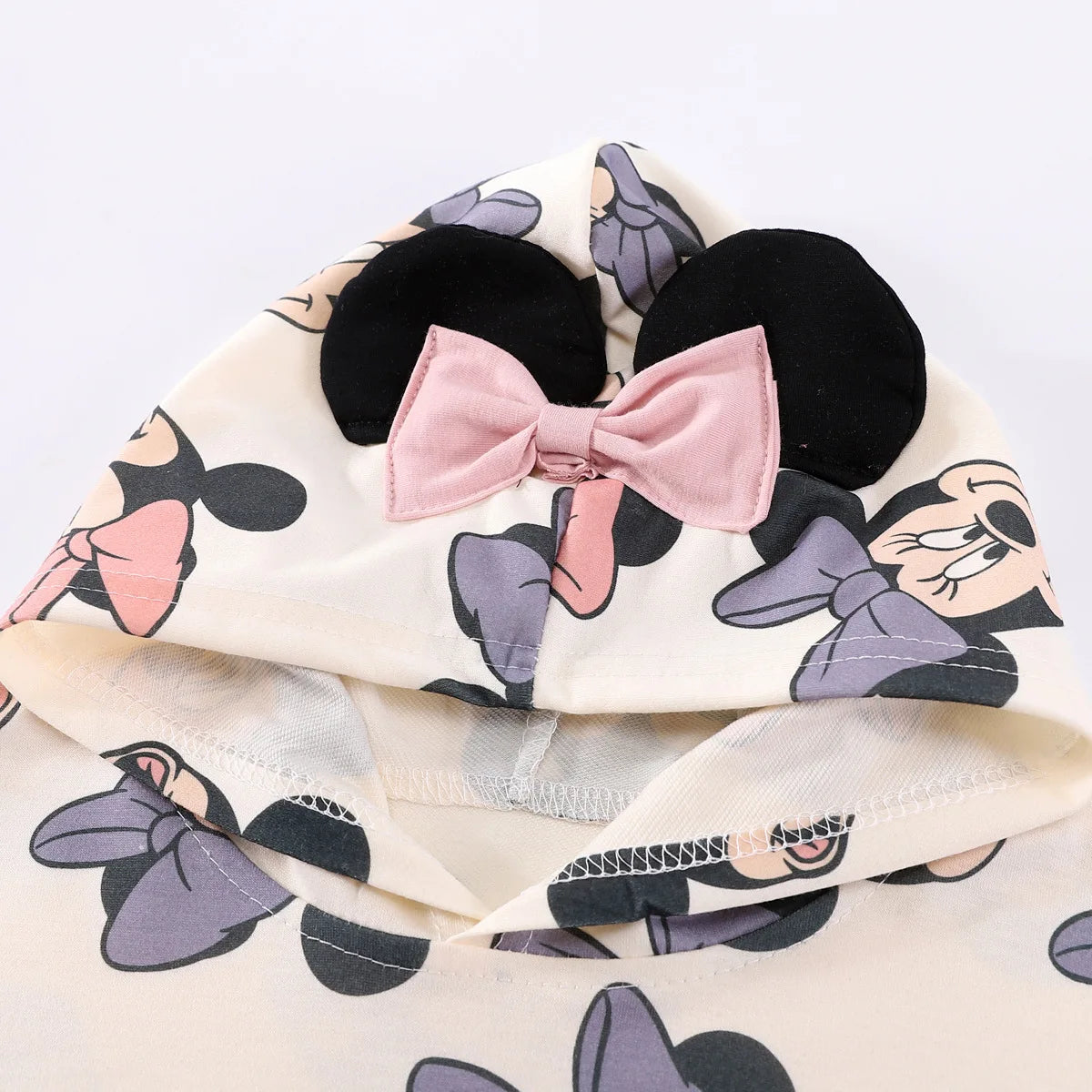 Disney Minnie Mouse Full Printed Hoodie Set for Kids Girl Autumn Hooded Pullover Pants Mickey Mouse Children Clothing Outfits