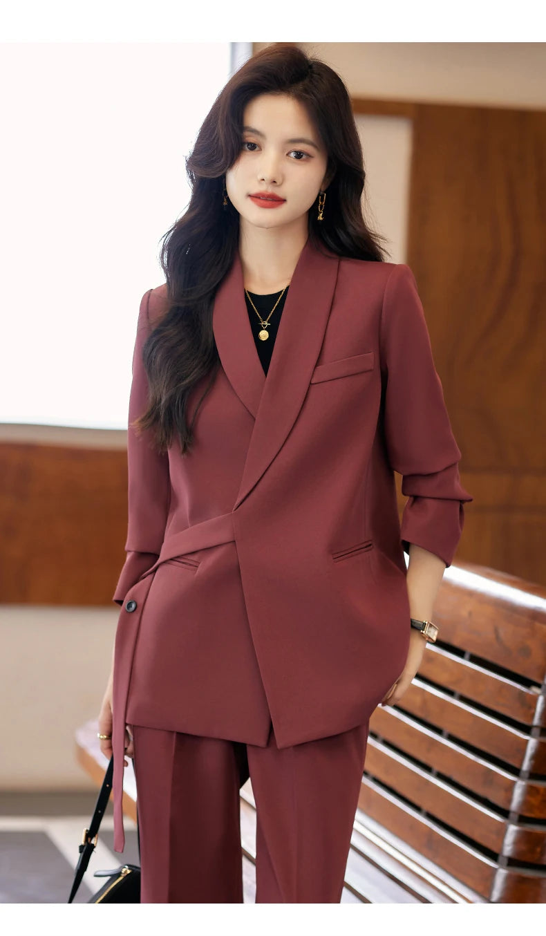 High Quality Fabric Formal Women Business Suits with Pants and Jackets Coat Professional Female Pantsuits Blazers Trousers Set