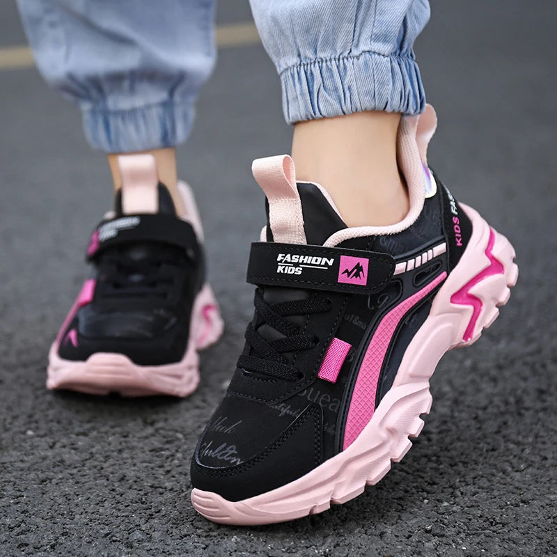 Children Sneakers Casual Shoes for Girls Pink Comfortable Leather Running Sports Kids Girl Flat Breathable Shoes